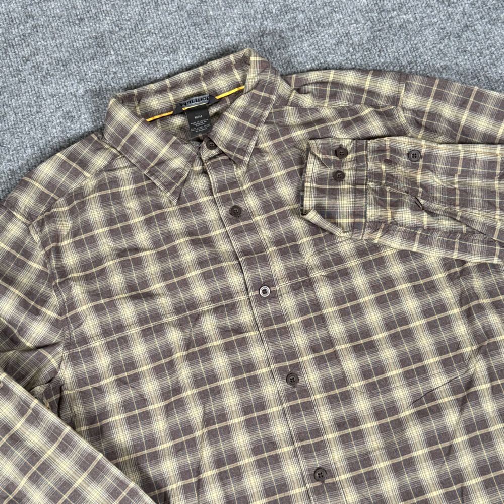 Marmot Mens Medium Plaid Long‎ Sleeve Button Up Shirt Zipper Pocket Lightweight